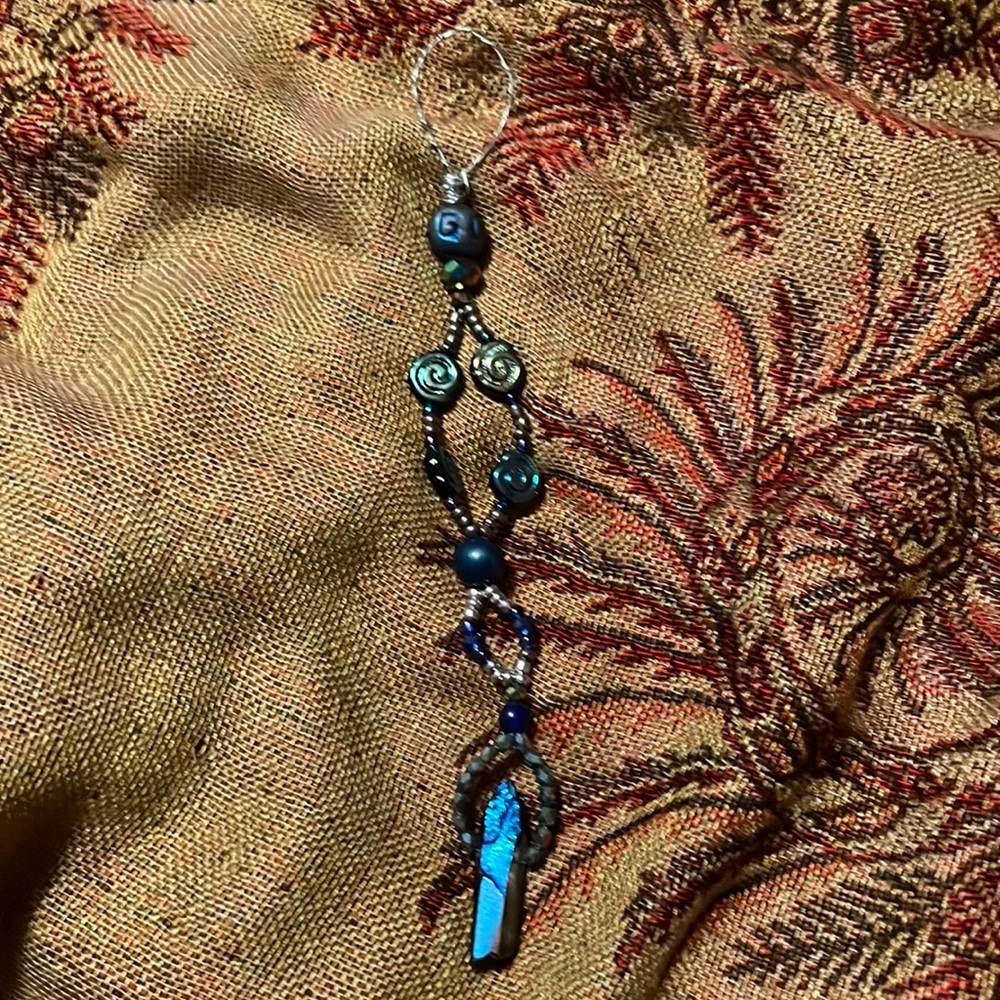 Handmade Crystal & Sparkling Beads w Blue Crystal Anchor 4 Window or Holiday